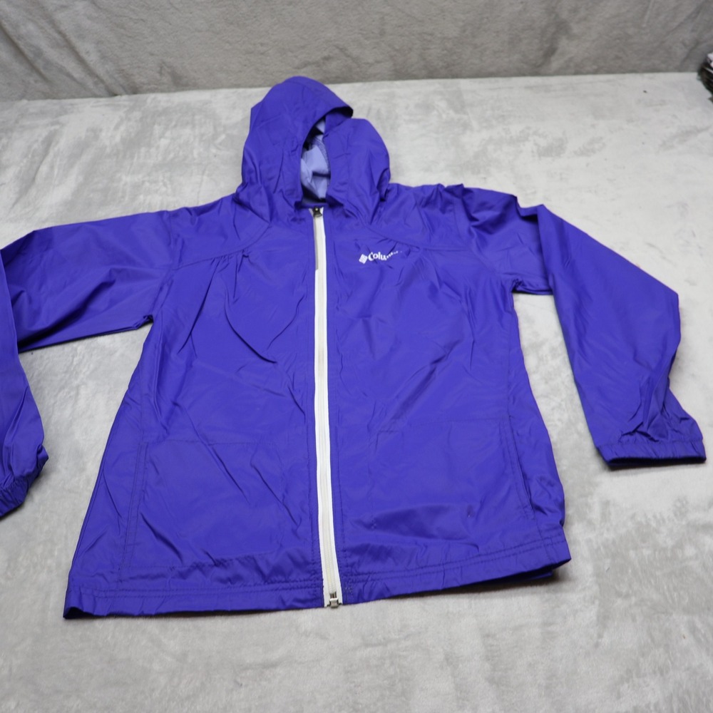 Columbia Jacket Boys Large Purple Hooded Light Pack Full Zip Outdoor Windbreaker